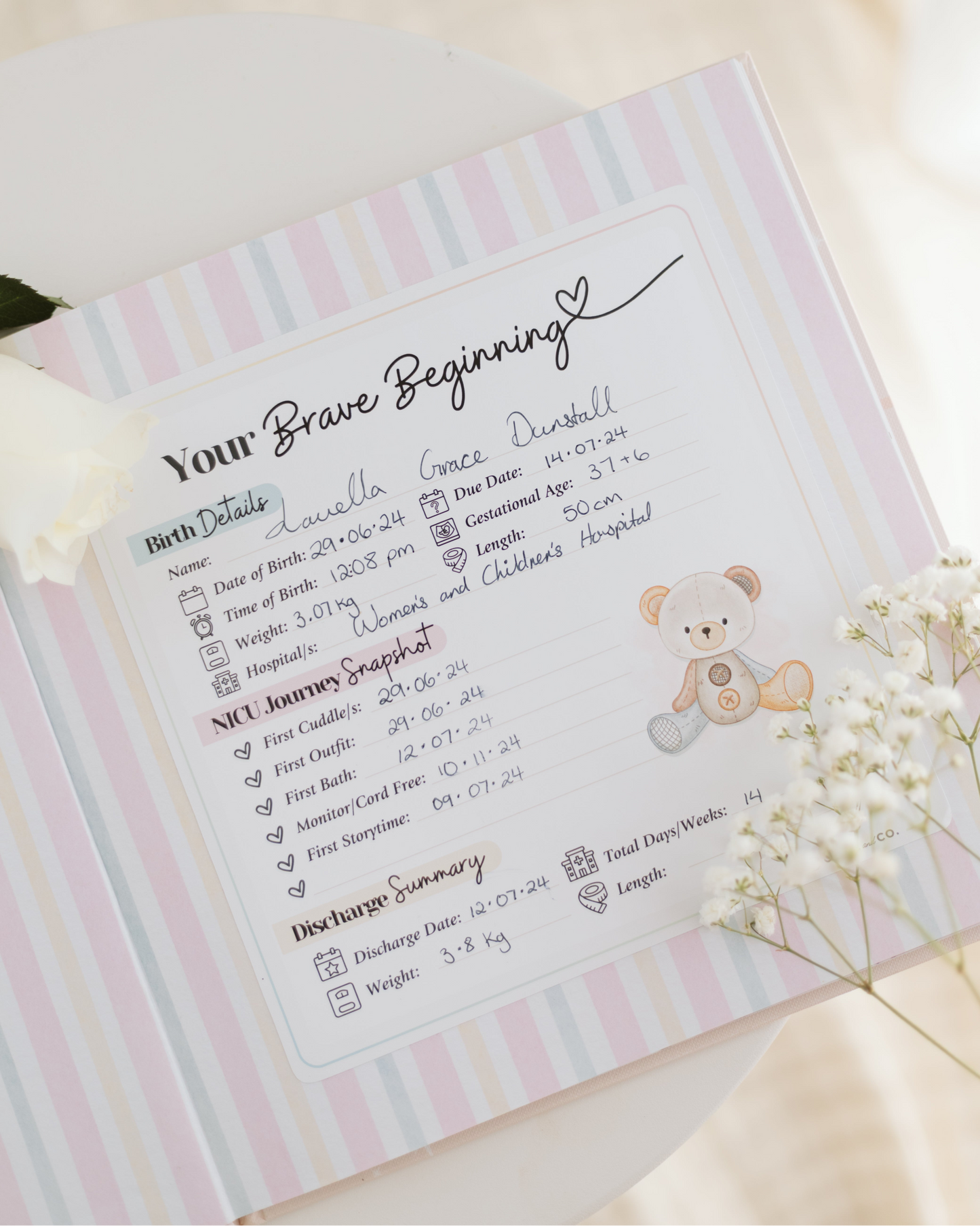 NICU Birth Details Sticker